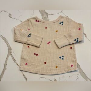 12m girl. Waffle knit/thermal, heart shirt.